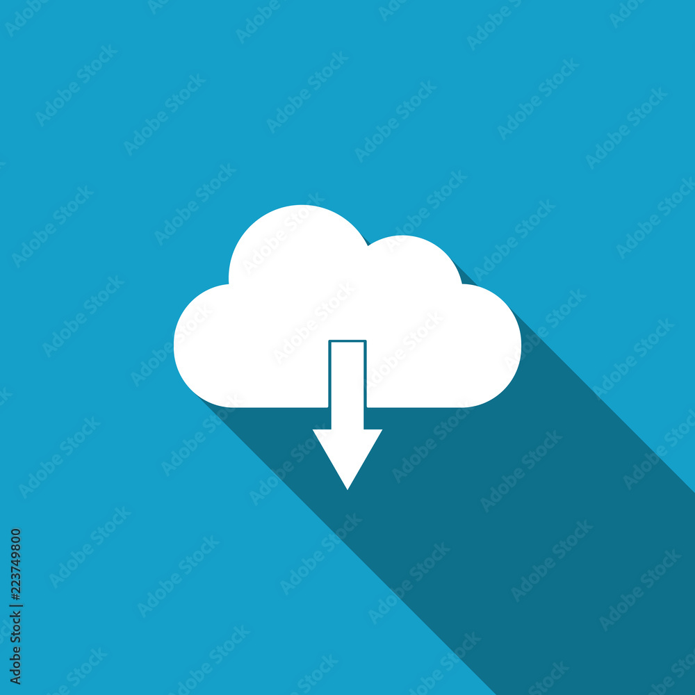 Cloud download icon isolated with long shadow. Flat design. Vector Illustration Cloud download icon isolated with long shadow. Flat design. Vector Illustration