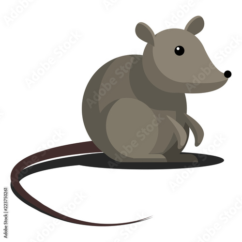 Fototapeta Naklejka Na Ścianę i Meble -  Cartoon simple gray mouse with a long tail.