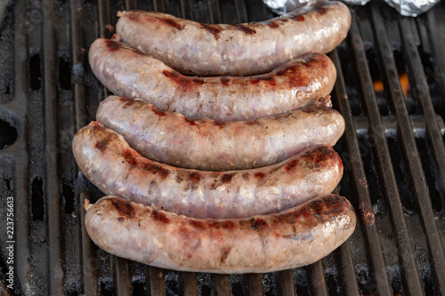 sausages on the grill