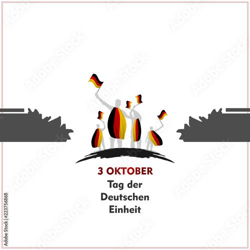 Tag der Deutschen Einheit, october 3 translation Germany Happy Unity Day greeting card. Vector illustration.