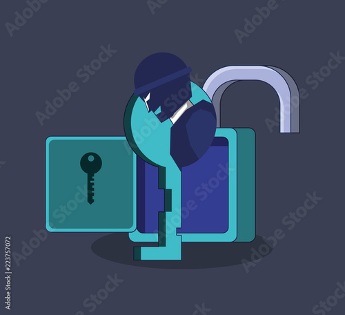 padlock with terrorist privacy data