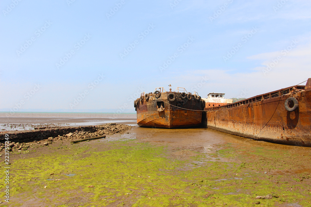 An old Shipwreck at the beach An old Shipwreck at the beach