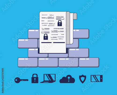 wall with privacy data set icons