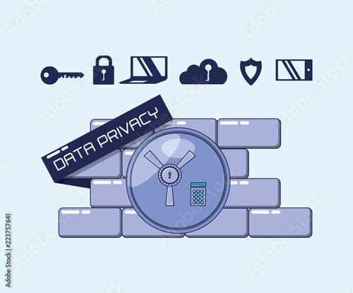 wall with privacy data set icons