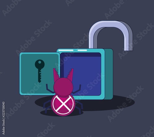 padlock with bug privacy data