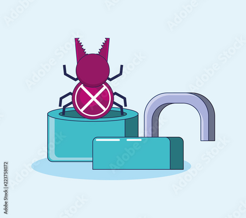 padlock with bug privacy data