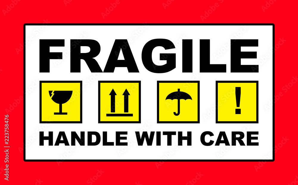 fragile handle with care sign banner placard sticker Stock ...