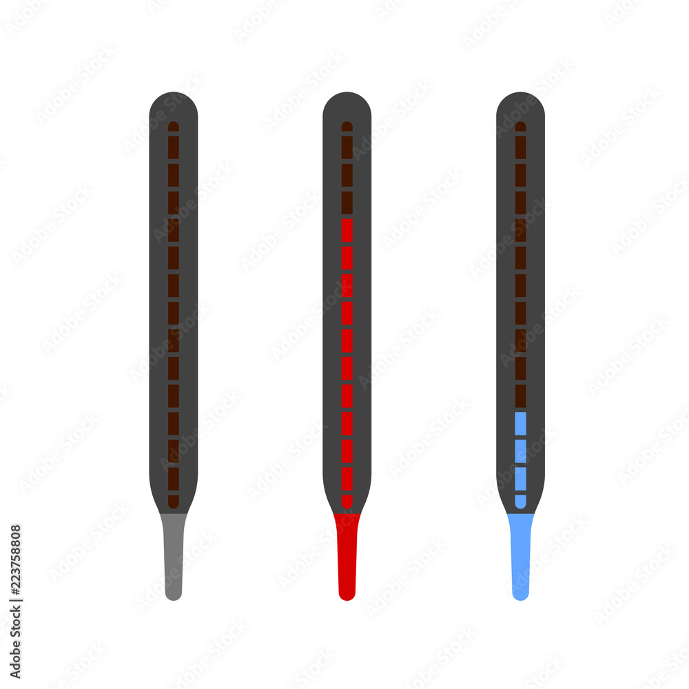 Thermometer icon with heat and coolness indicator Thermometer icon with heat and coolness indicator