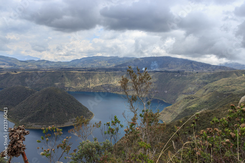 Views on the hike around vulcano lake cuicocha close to otavalo, ecuador photo