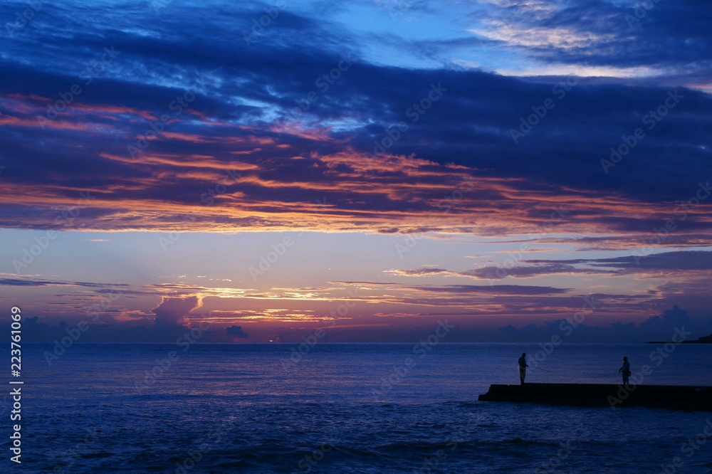 sunset and fisherman sunset and fisherman