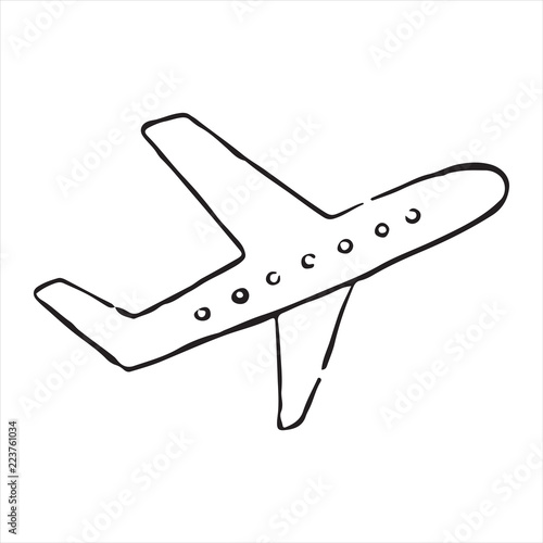 Airplane doodle icon