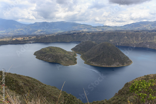 Views on the hike around vulcano lake cuicocha close to otavalo, ecuador