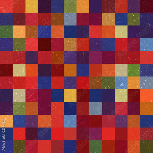 Vintage seamless abstract background with colorful squares, vector illustration