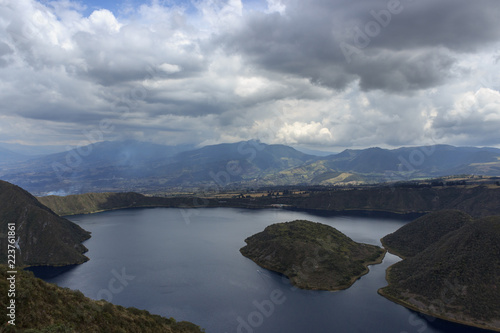 Views on the hike around vulcano lake cuicocha close to otavalo, ecuador