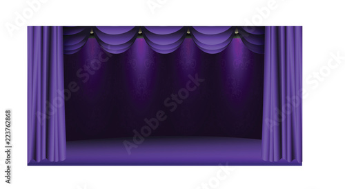 purple curtain stage