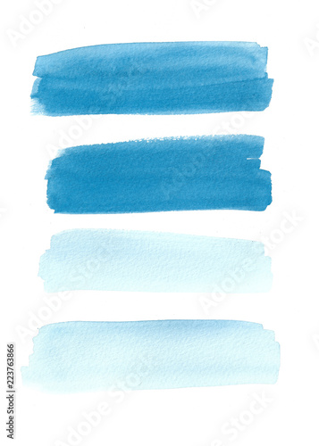 Set of watercolor brush strokes on white background.