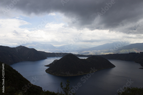 Views on the hike around vulcano lake cuicocha close to otavalo, ecuador