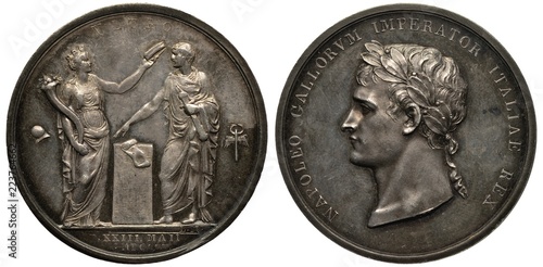 Canvas Print France French silver medal 1805, subject Coronation of Napoleon as King of Italy