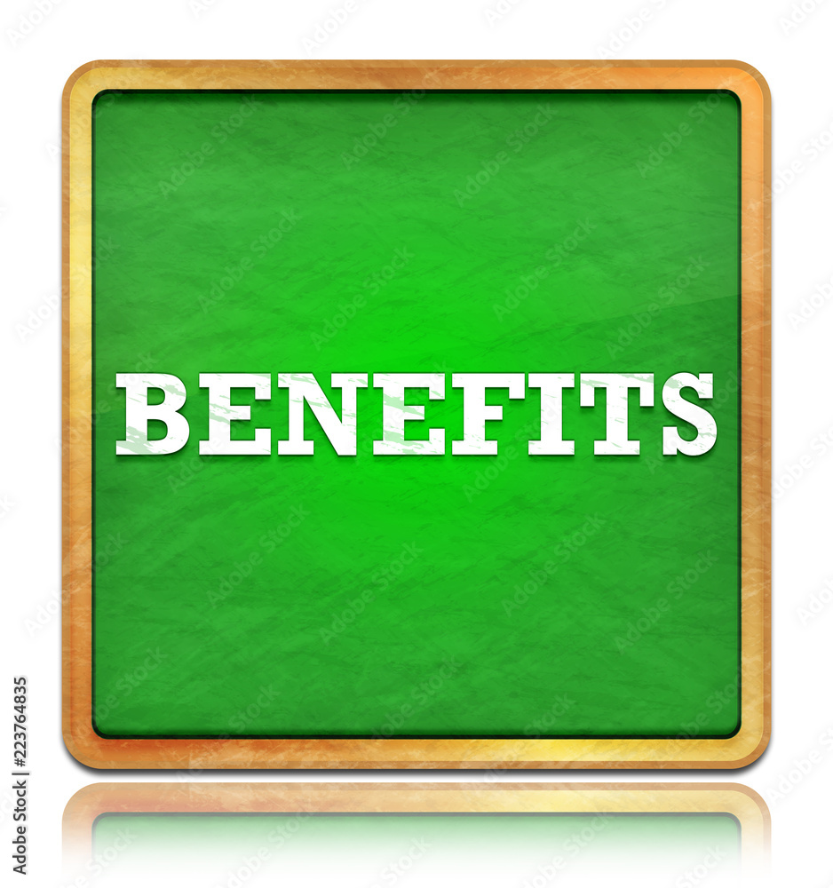 Benefits green chalkboard square button Benefits green chalkboard square button