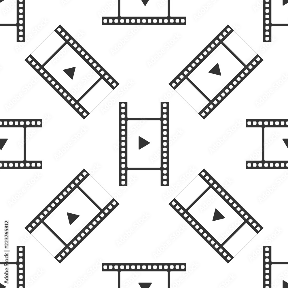 Play Video icon seamless pattern on white background. Film strip with play sign. Flat design. Vector Illustration Play Video icon seamless pattern on white background. Film strip with play sign. Flat design. Vector Illustration