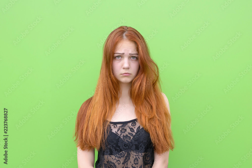Attractive upset red hair woman Attractive upset red hair woman