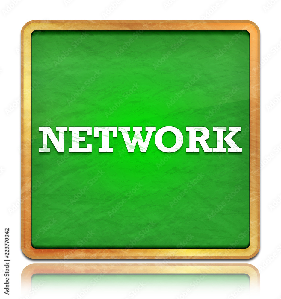 Obraz premium Network green chalkboard square button