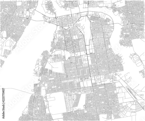 Cartina di Khartoum, vista satellitare, città, Sudan. Strade. Africa