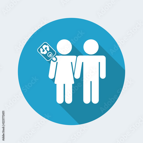 Vector illustration of female prostitution concept isolated icon