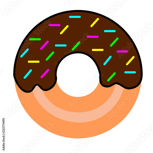 Chocolate donut or doughnut isolate on white background.