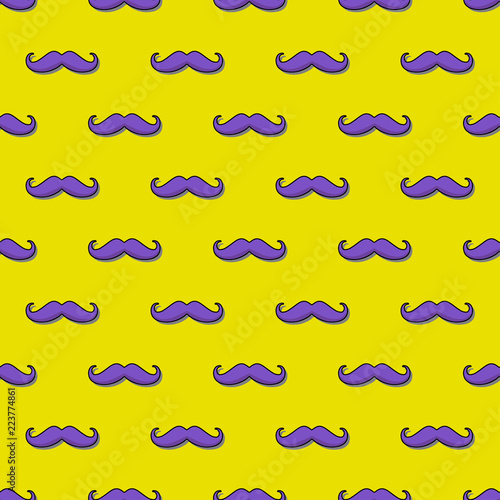  Vector illustration pattern with yellow background and violet moustaches which can be used for November charitable campany for men's health 