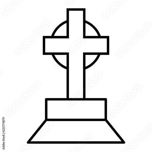 Halloween Grave With The Cross Thin Line Icon Burial Vector Illustration Isolated On White Tombstone Outline Style Design Designed For Web And App Eps 10 Stock Vector Adobe Stock