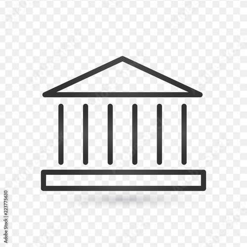 bank building icon vector, linear design, vector illustration. Editable stroke.