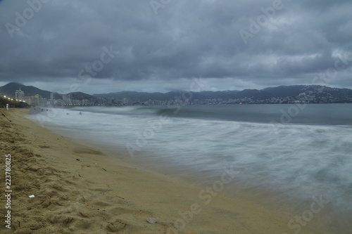 incredible view, night beach in acapulco, panoramic view
