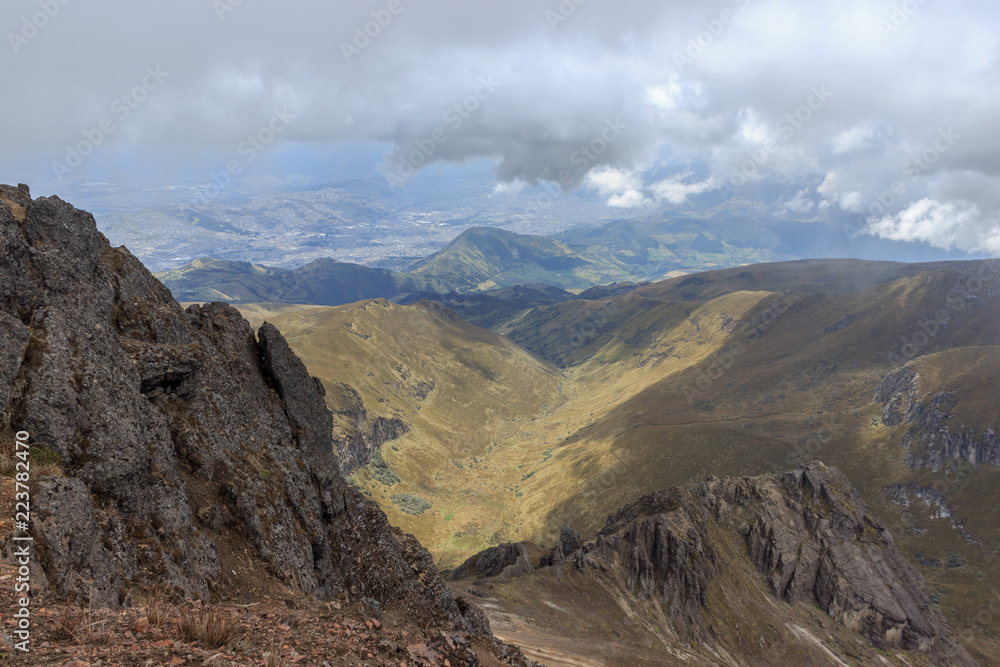 View from ruca pichincha over quito, ecuador