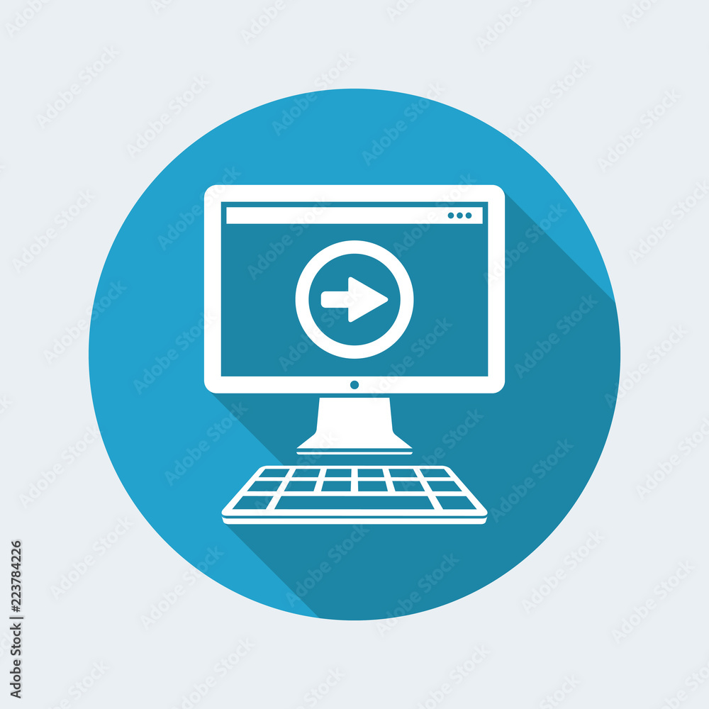 Computer and next symbol - Vector flat minimal icon Computer and next symbol - Vector flat minimal icon