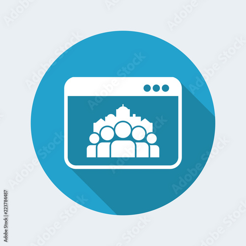 Cityscape and people community - Vector flat minimal icon