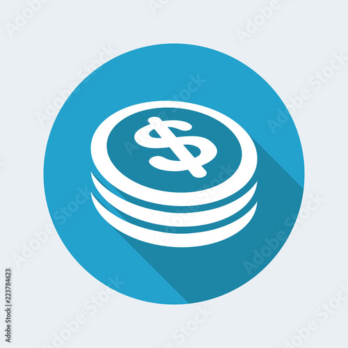 Dollar coin flat icon