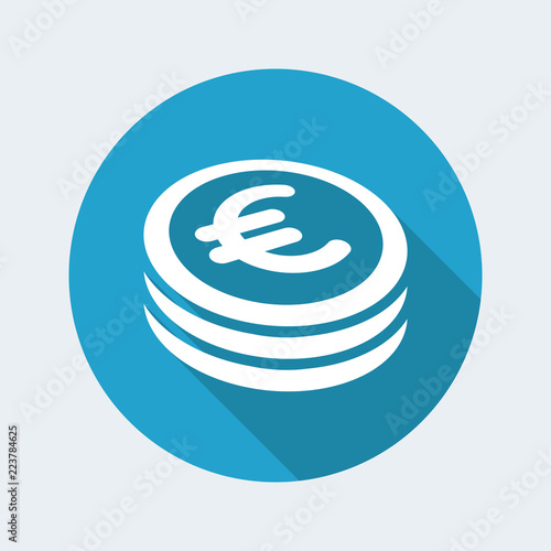 Euro coin flat icon