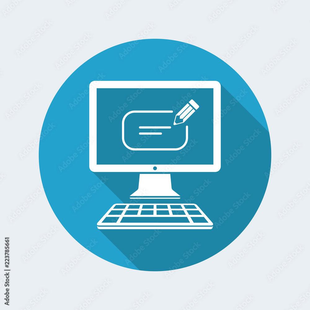 Message box text on computer - Vector icon Message box text on computer - Vector icon