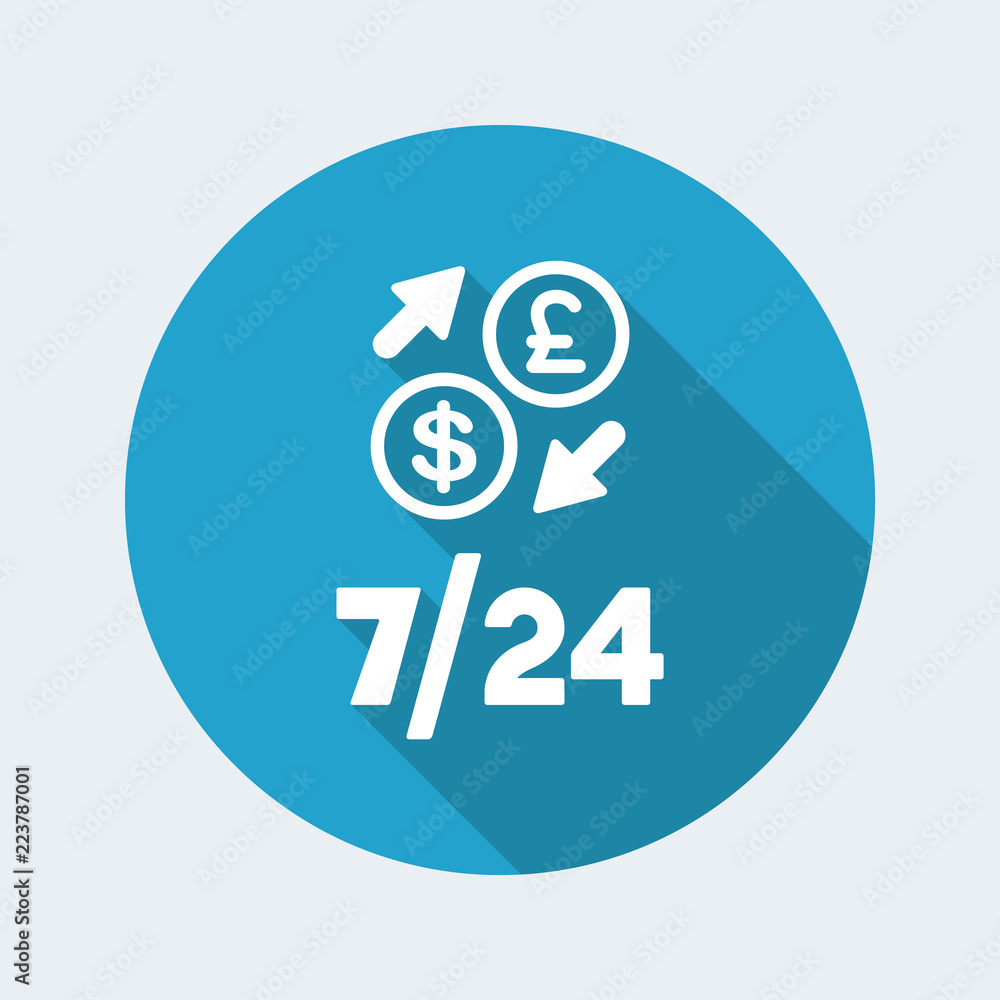 Foreign currency exchange 7/24 - Dollar - sterling - Vector web icon Foreign currency exchange 7/24 - Dollar - sterling - Vector web icon