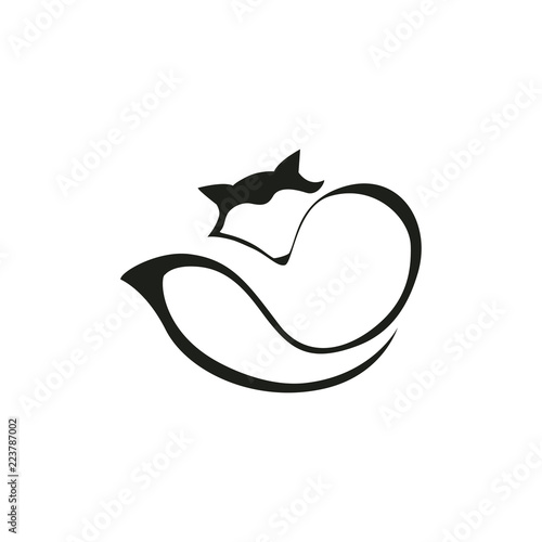 Fox stylized line art design vector. Clean style icon logo illustration.