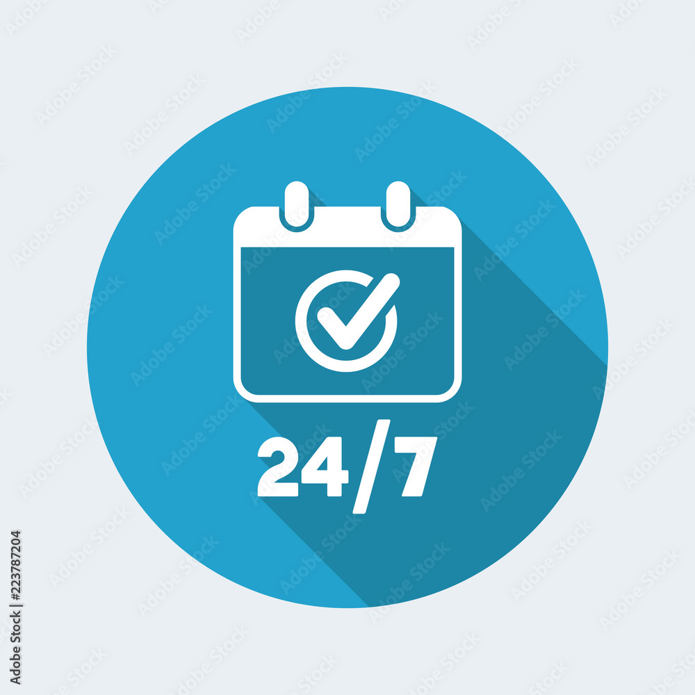 Calendar icon - 24/7 services - Vector web icon Calendar icon - 24/7 services - Vector web icon