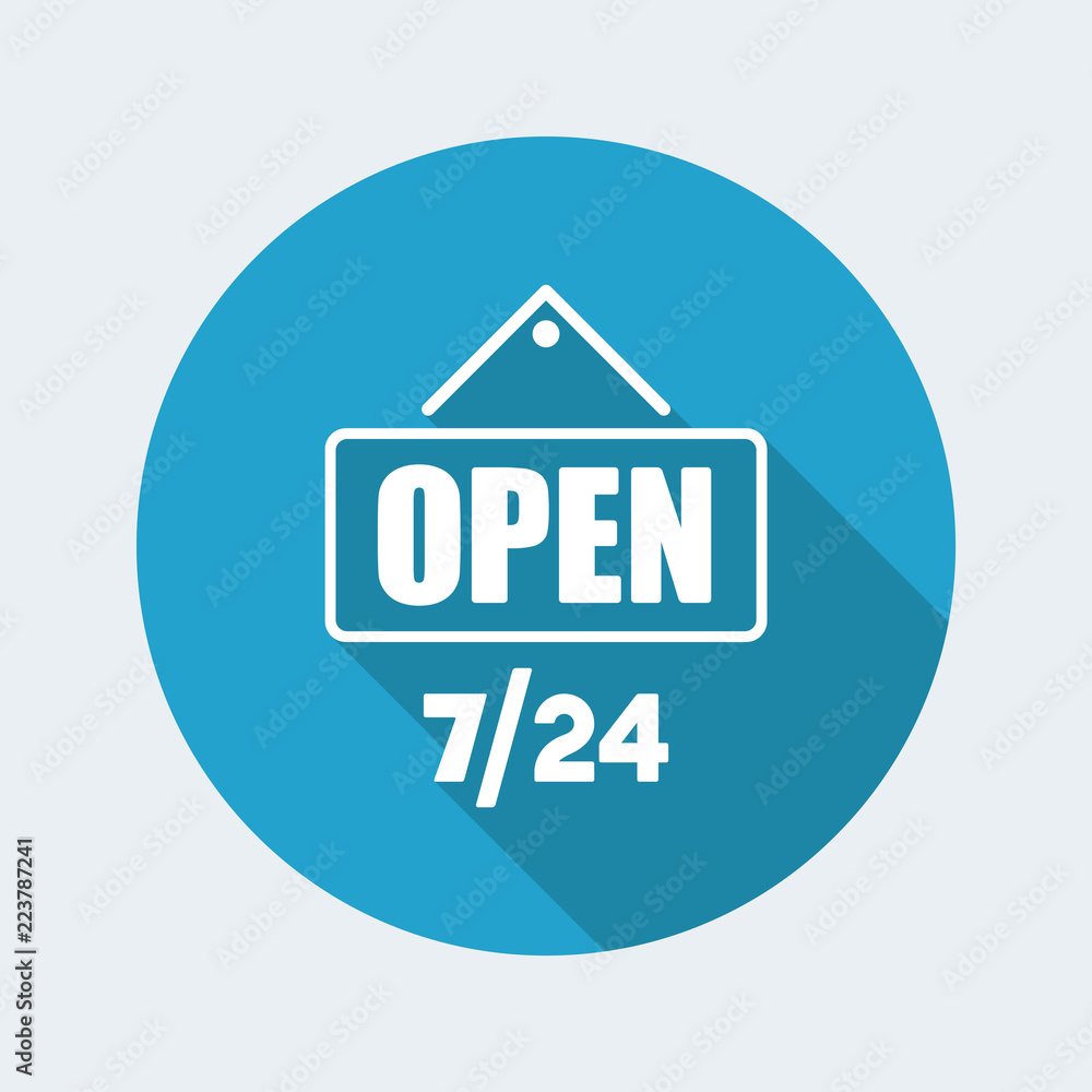 Store open 7/24 - Vector web icon Store open 7/24 - Vector web icon