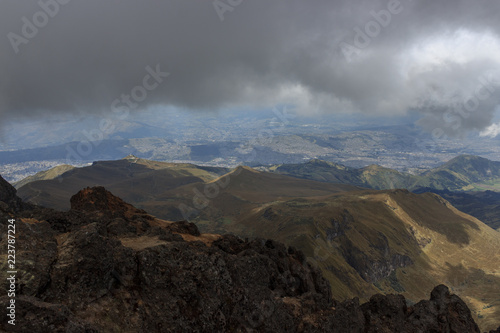 View from ruca pichincha over quito, ecuador