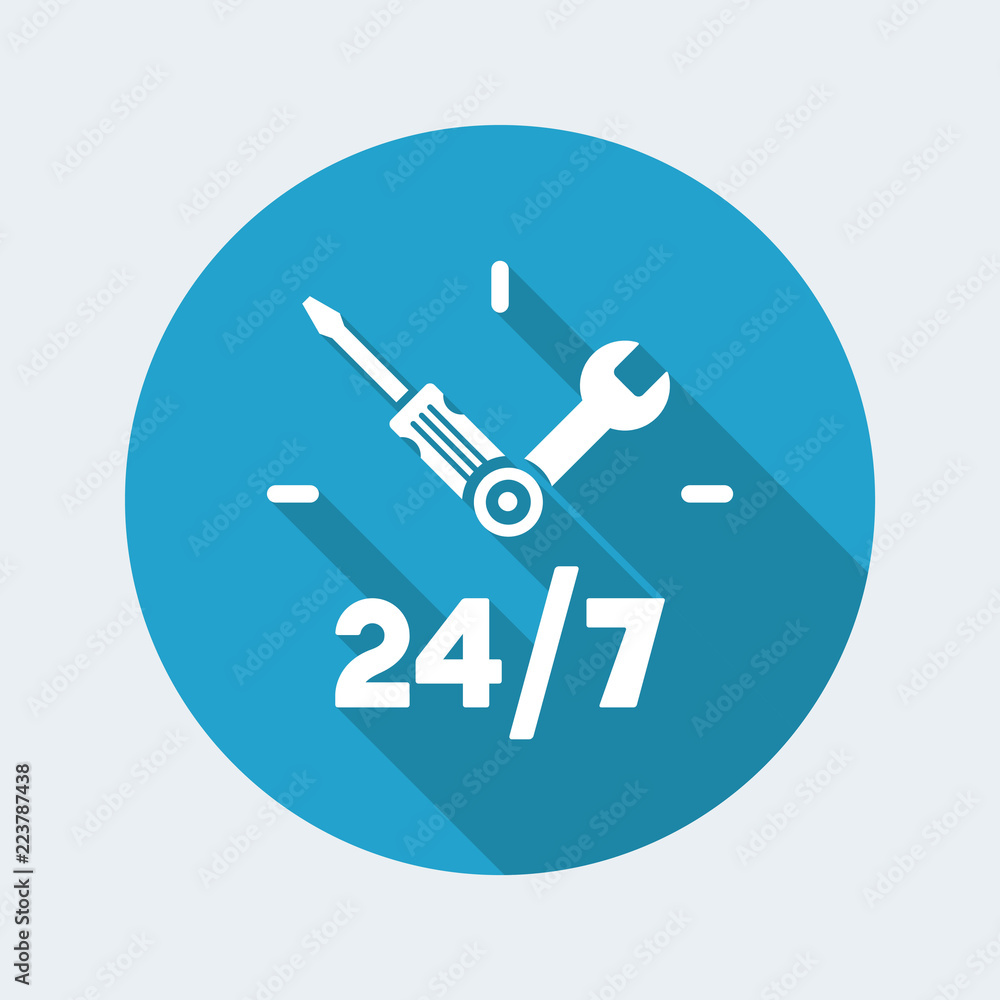 Full time technical assistance services - Vector web icon Full time technical assistance services - Vector web icon