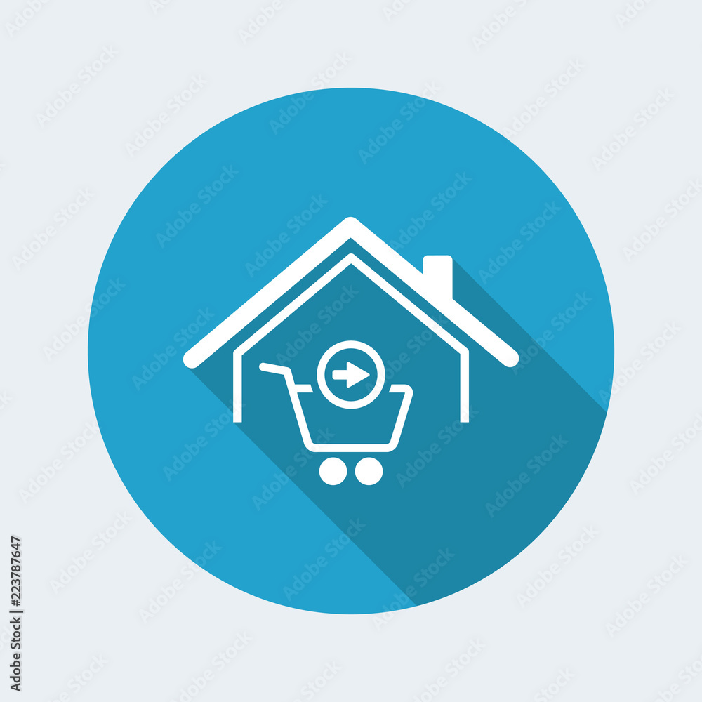 Web shopping and delivery to home - Vector web icon Web shopping and delivery to home - Vector web icon