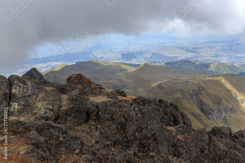 View from ruca pichincha over quito, ecuador