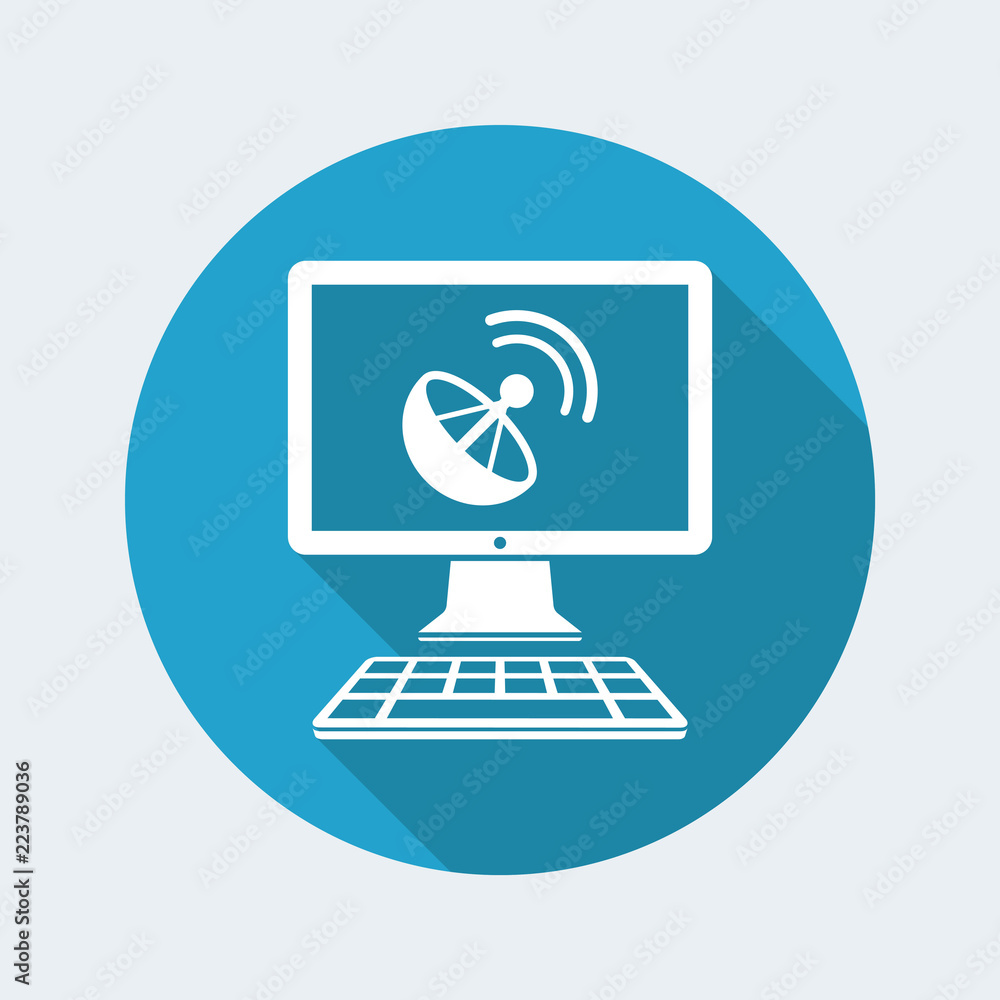 Satellite computer application - Vector flat icon Satellite computer application - Vector flat icon