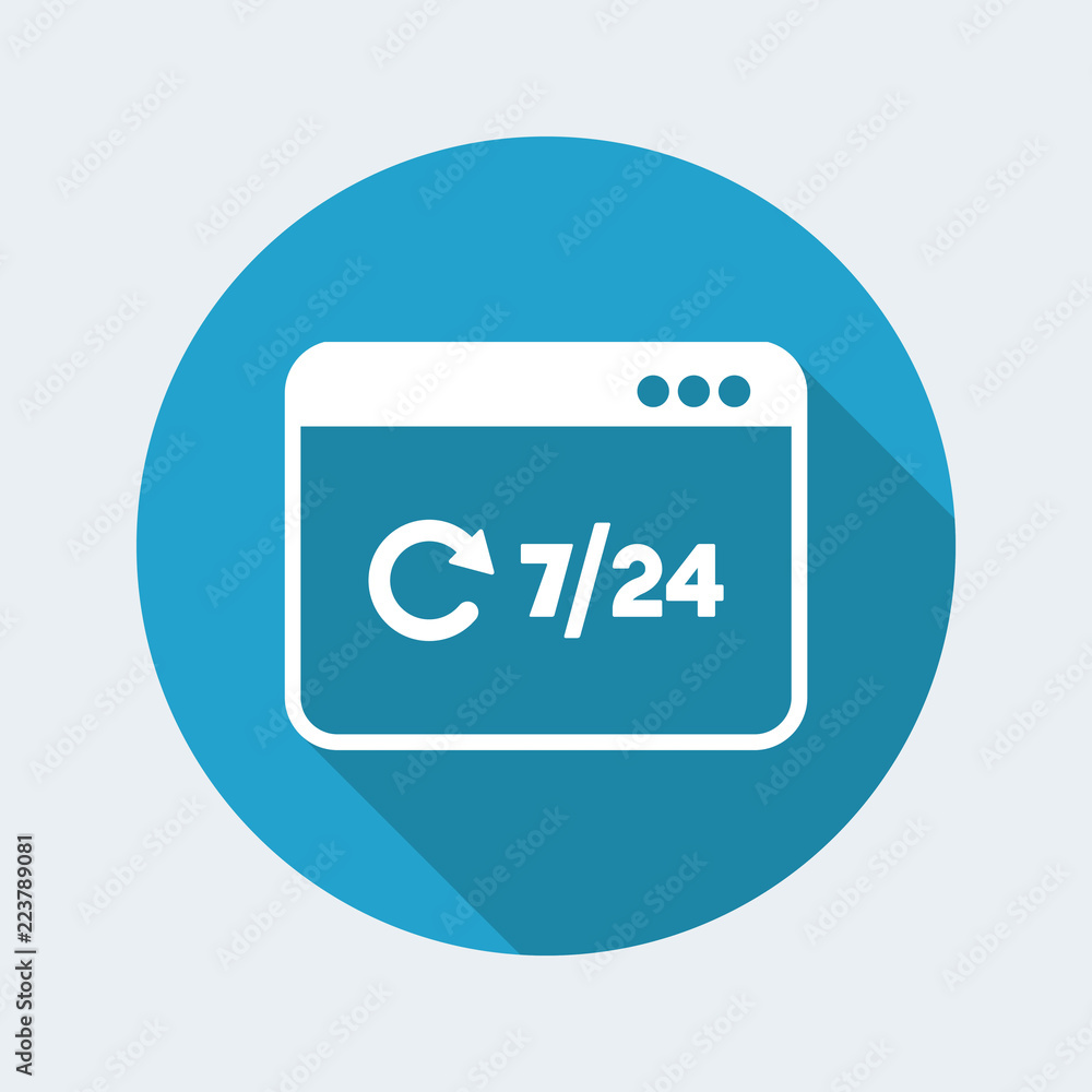 7/24 web updates - Vector flat icon 7/24 web updates - Vector flat icon