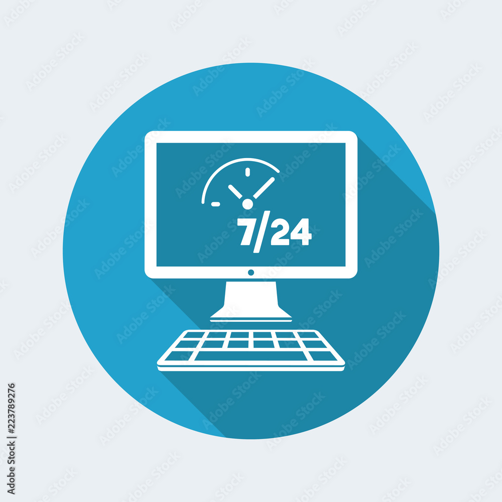 Daily full time computer service - Vector flat icon Daily full time computer service - Vector flat icon